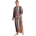 thumbnail image 2 of Mufeng Men's Thobe Muslim Loose Fit Stripe Robe Islamic Robe Multicolor Arabic Thobe with Pocket Blue 4XL, 2 of 6