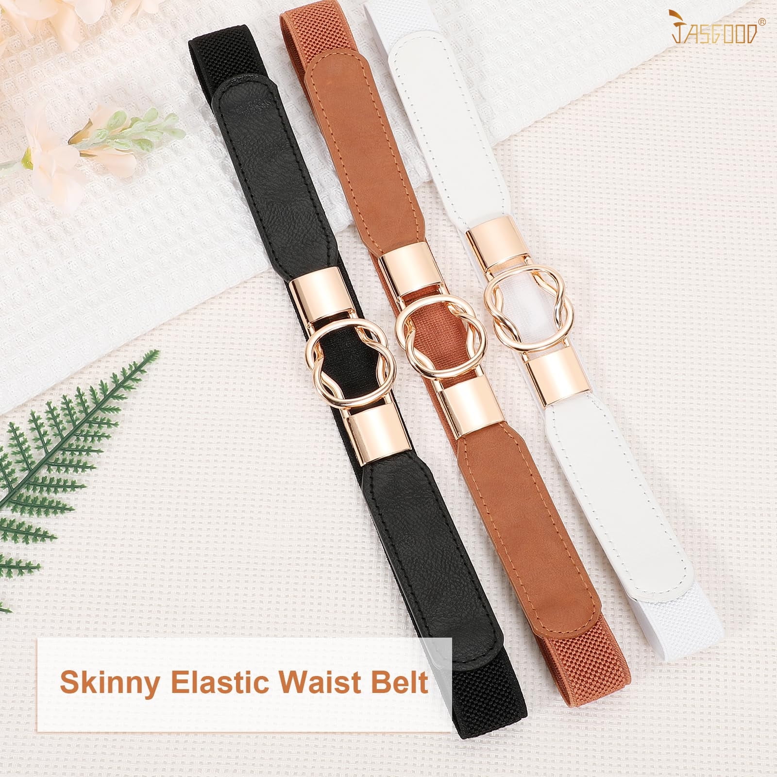 6594 3 Pack Women Stretchy Waist Belt Retro Elastic Skinny For Ladies 2 Pack Skinny Elastic Belts for Women Thin Stretchy Waist  main image 3