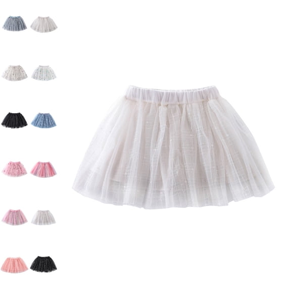 Bmisegm Back to School Clothes for Girls High Waist Embroidered Mesh Tutu Skirt with Elastic Waistband for Carnival Party Performance Girls Skirt 4-5 Years
