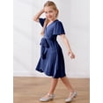 thumbnail image 2 of Flower Girl Dresses Wedding Guest Bridesmaid Party Short Sleeve Ruffle Velvet Formal Midi Teens Girls Dress Size 4-13Y, 2 of 12