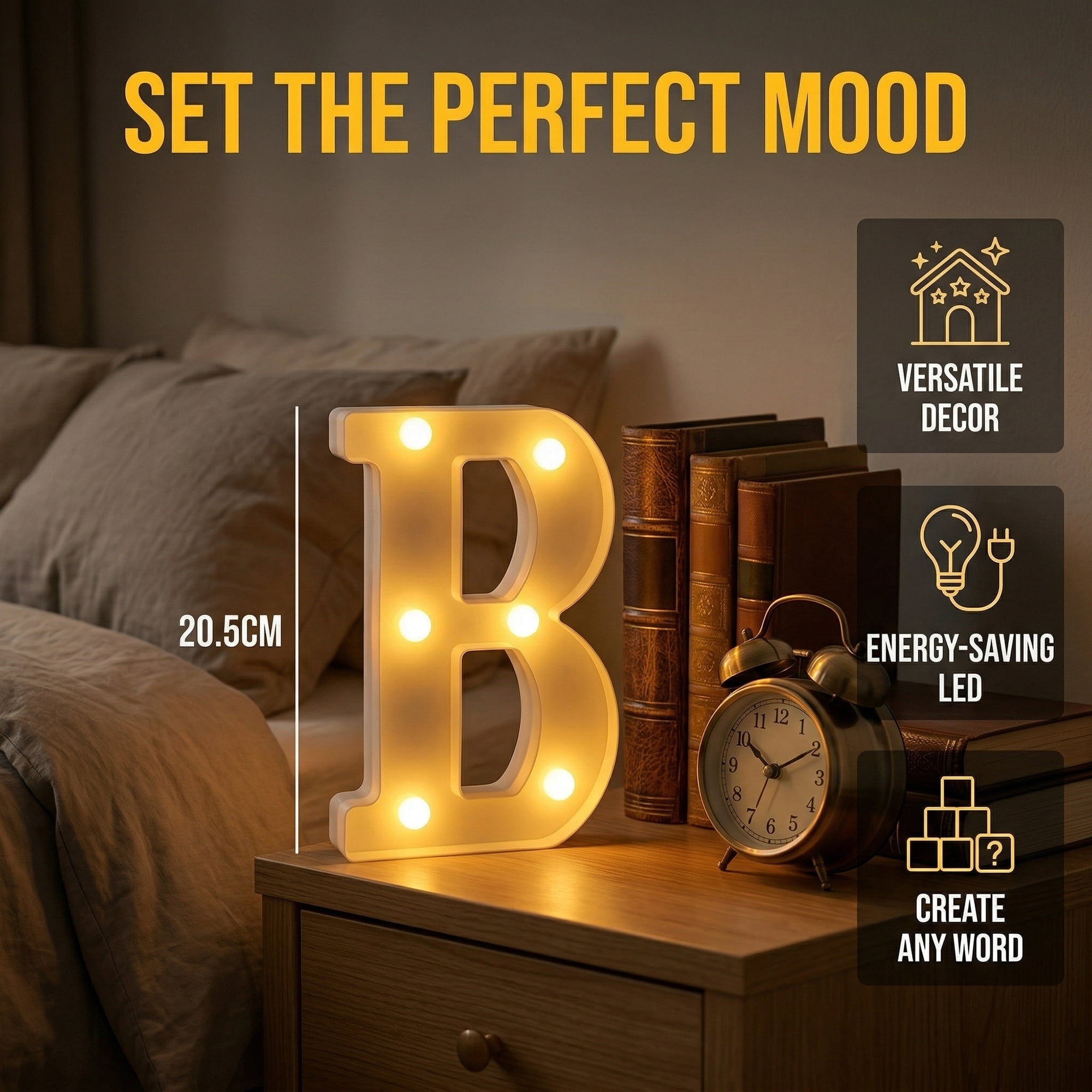 Unique Bargains Marquee Letters With Lights LED Light Up Signs Letter B 5.5"L x 1.3"W x 8.1"H