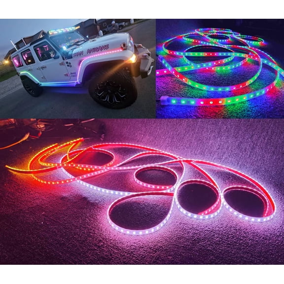 Tzvmnylighting Factory - Single Row Illuminate Lights Strips Dream Chasing Flow IP68 Rated 10PCS 5FT 60" For Polaris Slingshot Waterproof