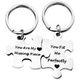 thumbnail image 1 of Key Chains 2 Pcs Stainless Steel Key Rings Lovers Matching Decorative Key Chain Gift for Lovers Couple Favor, 1 of 6