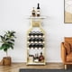 thumbnail image 1 of Yeshouse Botellero de suelo independiente, mesa de minibar multifuncional con estantes de almacenamiento, portabotellas de esquina y soporte rústico para copas de vino para comedor o sala de estar, 1 of 8