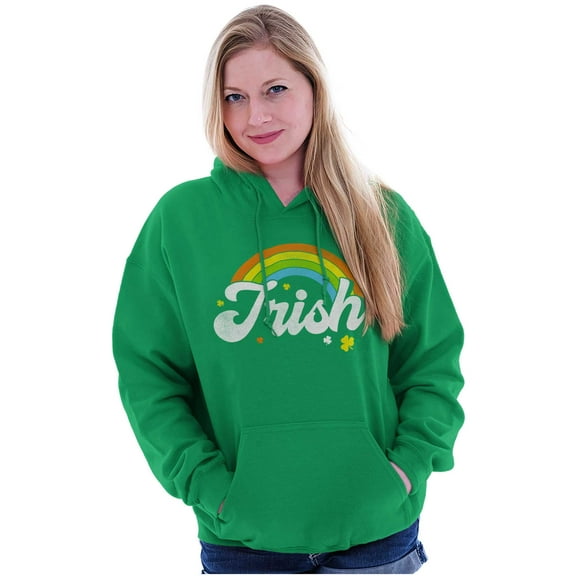 St Patricks Day Irish Rainbow Clover Hoodie Sweatshirt Women Brisco Brands S