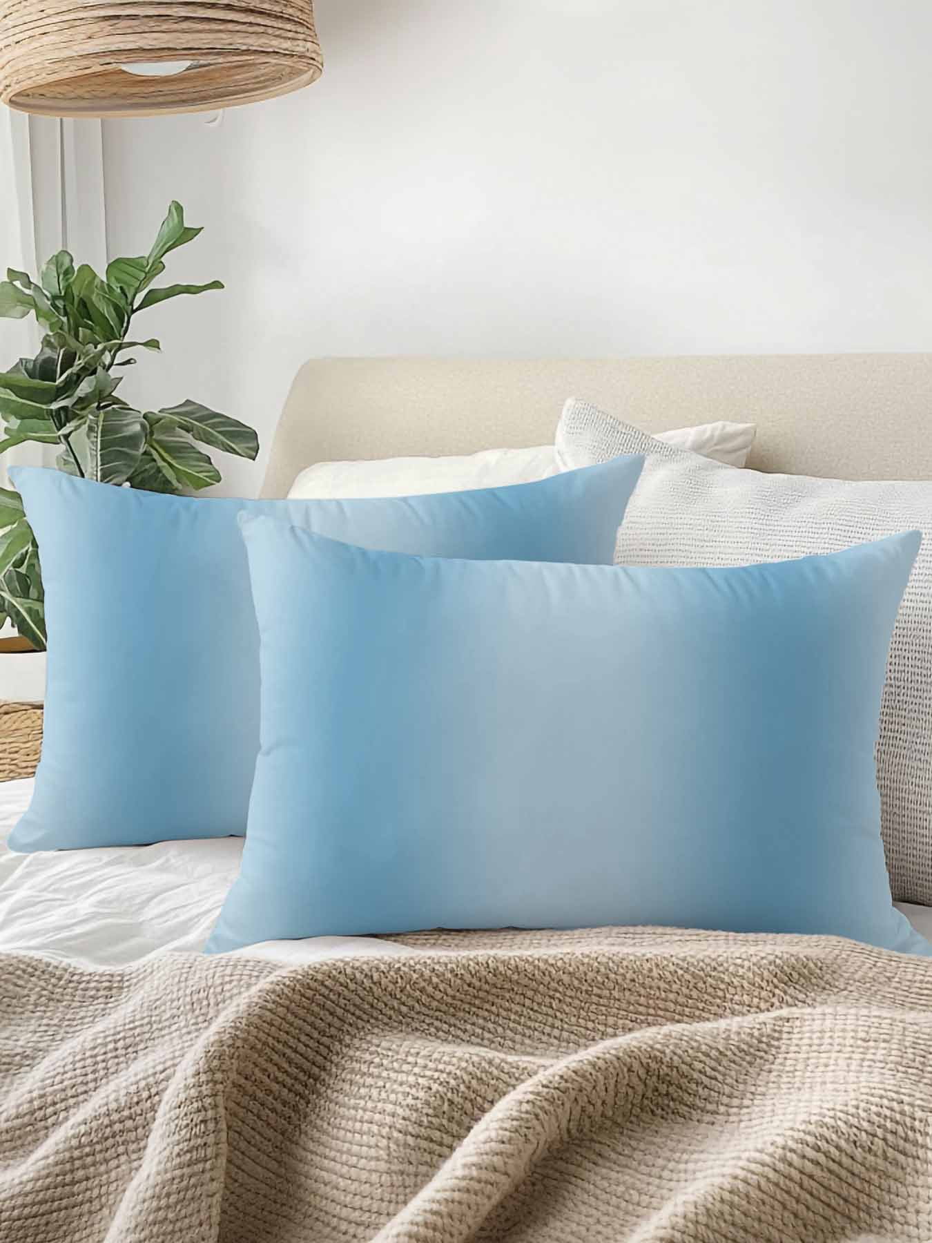 Outdoor Pillows Waterproof, Blue Ombre Bedding Throw Pillows with Insert for Couch Sofa Bed, Modern Abstract Art Farmhouse Gradient 12x20 Inch Pillowcases Decorative Camping Patio Pillow Set of 1