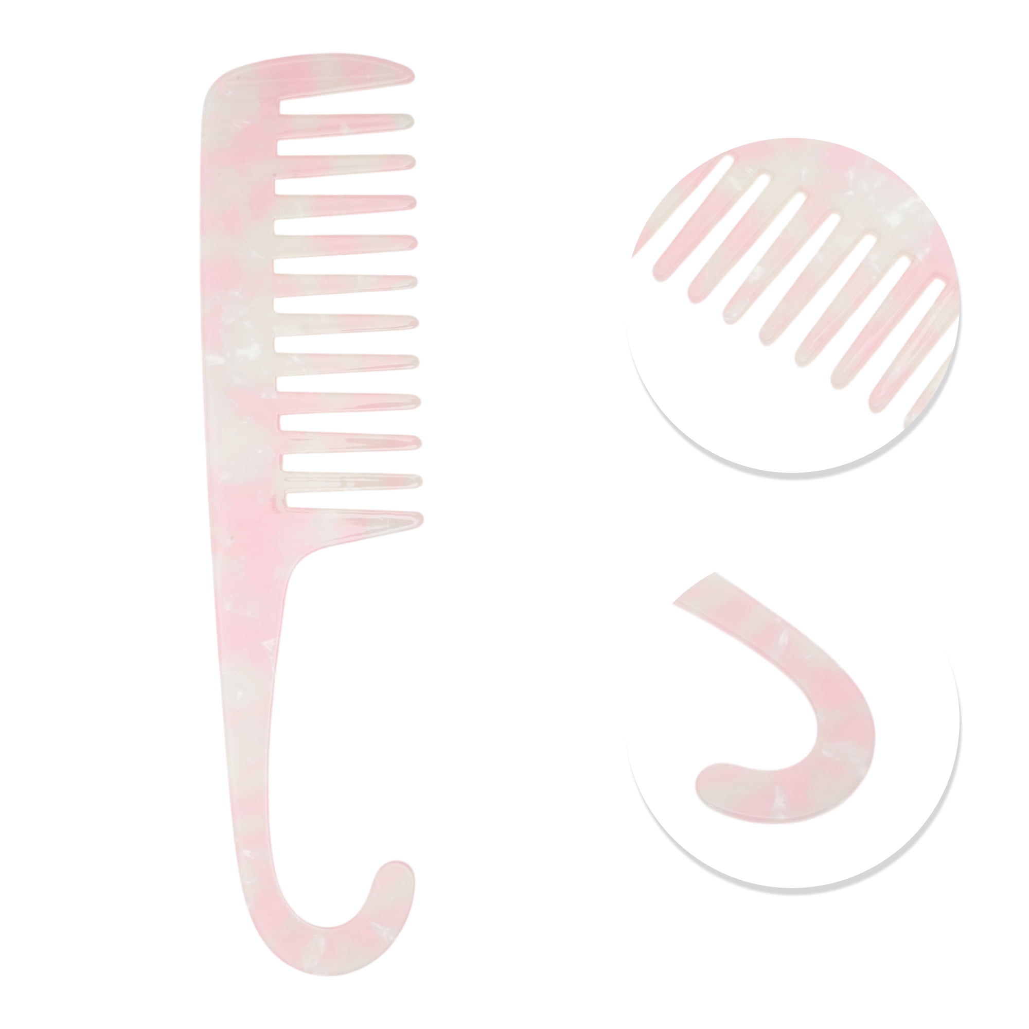 Unique Bargains 1 Pc Durable Wide Tooth Comb for Making hair Smooth Pink, White Medium