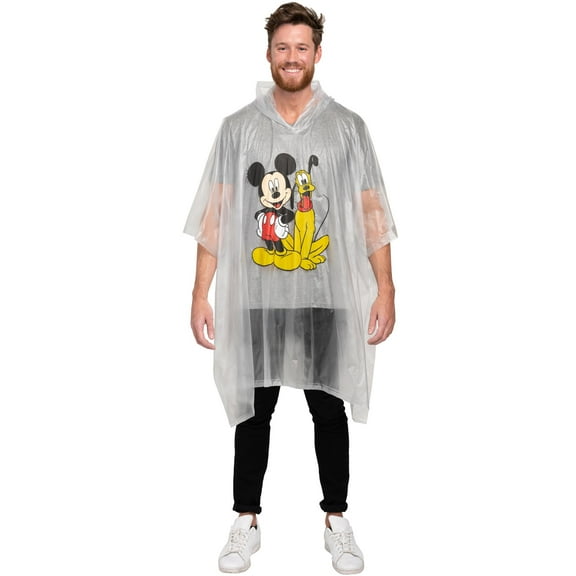 Adult Men's Mickey Mouse & Pluto Rain Poncho Water Resistant