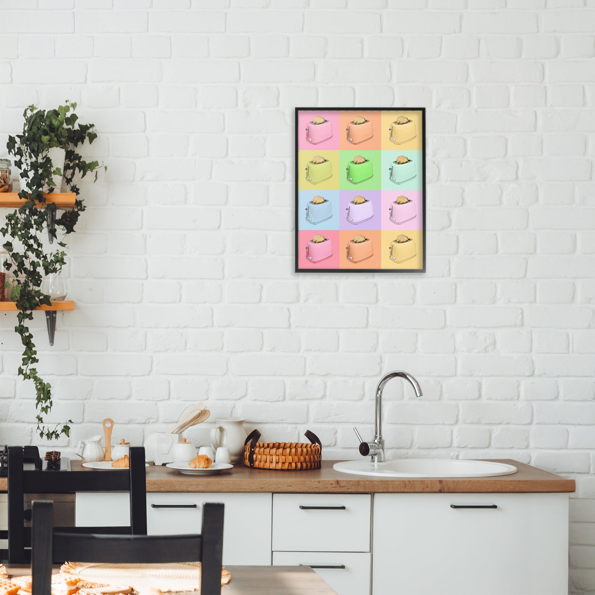 Stupell Industries Golden Disco Toaster Collage Black Framed Giclee Art, design by LISH Creative