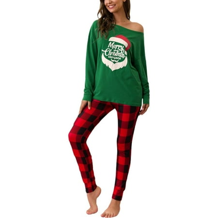 

Christmas Pajamas Set Matching Christmas Pjs Set Holiday Pajamas for Women Red Plaid Sleepwear Nightgown S-5XL