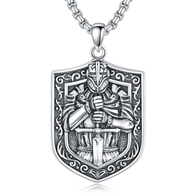 Collar CEKAMA Knights Templar Cross Joshua 1:9 en plata de ley