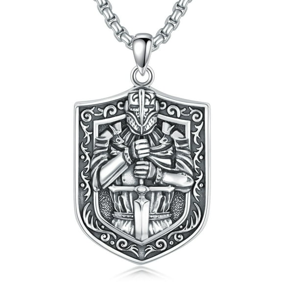 Collar CEKAMA Knights Templar Cross Joshua 1:9 en plata de ley