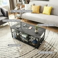 thumbnail image 5 of VECELO 39.4" Rectangle Coffee Table with Storage Shelf, Industrial Entertainment Center Television Table for Living Room, Charcoal Grey, 5 of 9