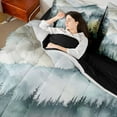 thumbnail image 4 of Manfei Smoky Jungle 7-Piece Twin Bedding Sets for Female Men Women,Woodland Tree Bedding Comforter Set,Botanical Plants Breathable Sheet Sets,Ultra Soft Home Decor,Reversible, 4 of 8
