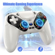 LED Wireless Controller for PS5, Compatible with PS5 Pro/Slim/PC, Dual Vibration, Macro/Turbo Function, 3.5mm Audio Jack, 6-Axis Motion Contro Gamepad with Speaker