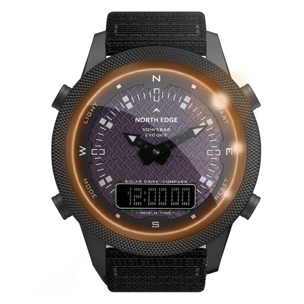 Vogacara Reloj solar digital para hombre Relojes deportivos para exteriores para hombre Reloj inteligente a prueba de agua 50M Carga solar Puntero digital masajeadores Vogacara CE006586-00