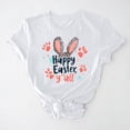 thumbnail image 2 of Zedker Easter Tops for Womens 2026 Spring Summer Casual Pullover Printed T-Shirt with Round Neck and Short Sleeves White XL, 2 of 7