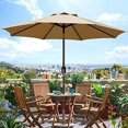 Blissun 9' Outdoor Market Patio Umbrella with Push Button Tilt and Crank, 8 Ribs (Tan) - image 5 of 7