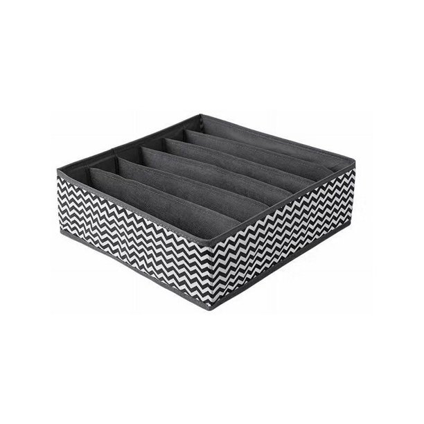 Almacenamiento de ropa interior, juego de 2 cajas organizadoras de cajones plegables con 6 compartimentos, caja de almacenamiento de cajones no tejidos con organizador de ropa interior de textura ond