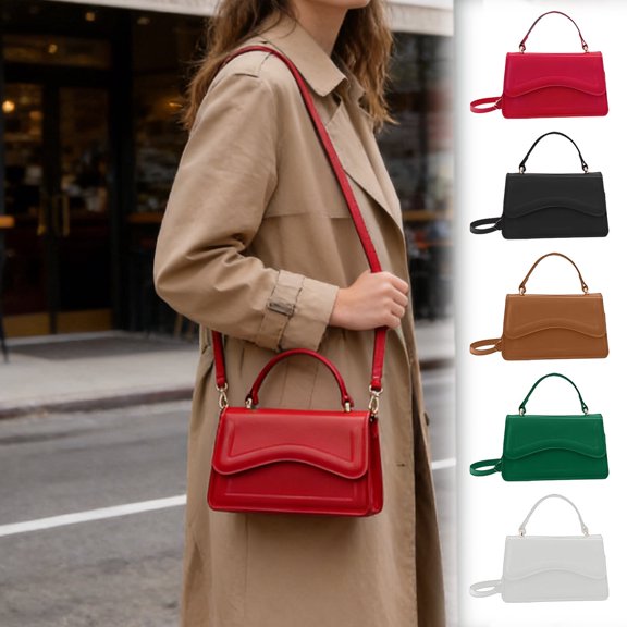 Women’s Crossbody Handbag Shoulder Bag Faux Leather Small Square Purse, Solid Color, Adjustable Strap, Lightweight, Multi Pocket, 5 Colors