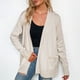 thumbnail image 4 of Cárdigan de punto para mujer, color albaricoque, suave, informal, con frente abierto, suéter de punto, cárdigan de otoño, abrigo con bolsillo, albaricoque S, 4 of 8
