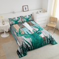 thumbnail image 3 of Teal Antler Comforter&nbsp;Set Twin Elk Deer Silhouette Rustic Bedding Set,Woodland Animals Moose Quilt Lodge Cabin Wooden Plank Duvet Insert,Country Rural Hunting Themed Reindeer Farmhouse Decor, 3 of 5