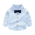 thumbnail image 4 of Atogsazn Toddler Dress Suit Baby Boys Long Sleeve Clothes Sets Bow Ties Shirts + Suspenders Pants Outfits B-Light Blue 7-8 Years, 4 of 9