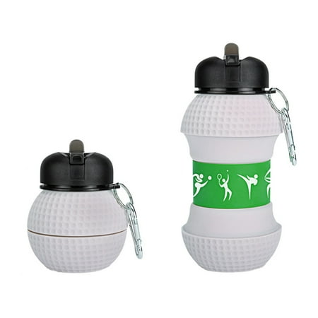 

YFan 550ml Water Bottle Folding Large Capacity Wide Caliber Tennis Ball Shape Kids Silicone Sport Bottle for Camping