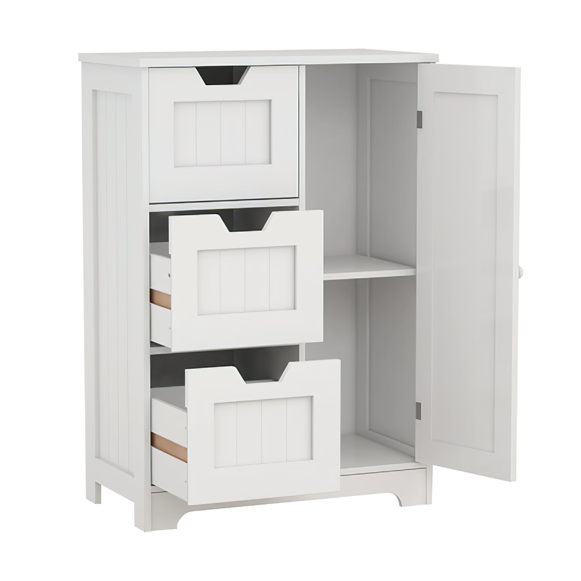 Aukfa Storage Cabinet,Freestanding Cabinet with 3 Drawers - Porcelain