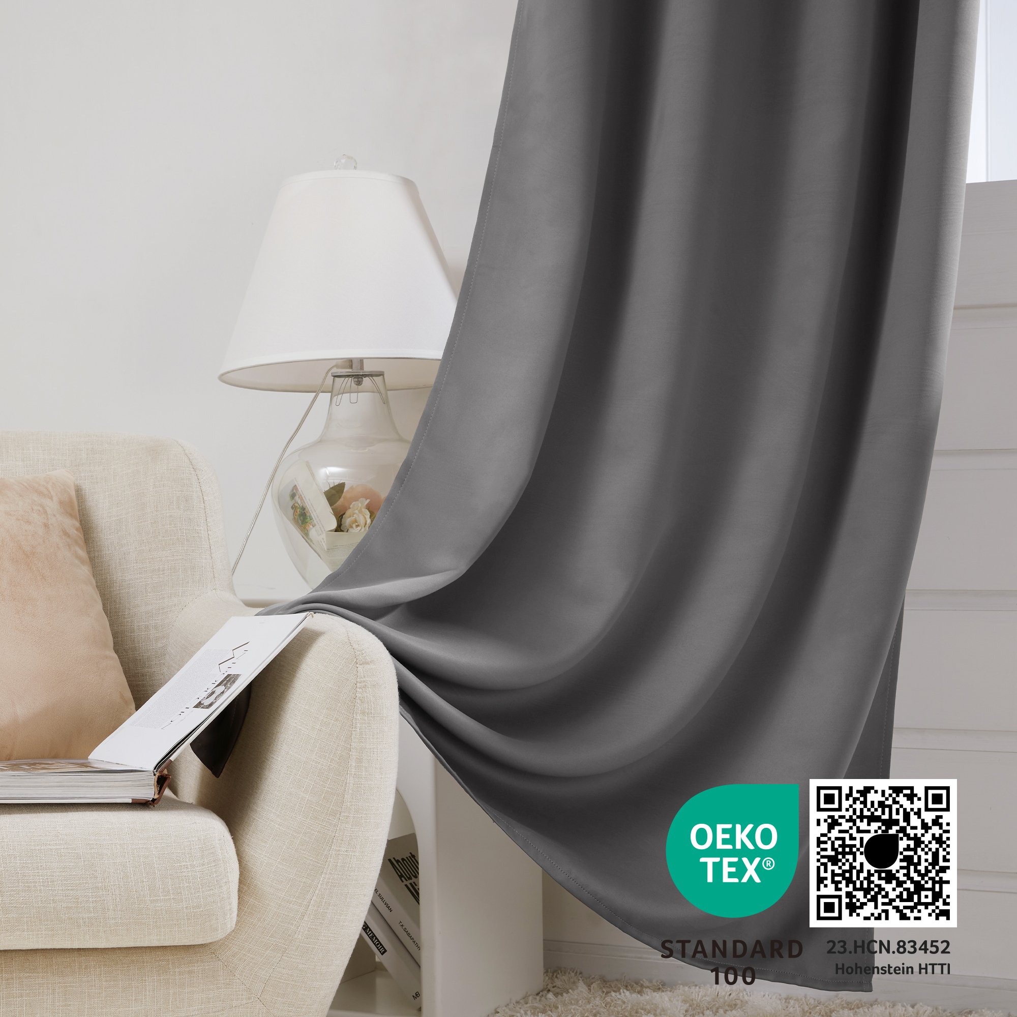 Deconovo Small Blackout Curtains, 42W x 45L, Light Gray, Set of 2 photo 8
