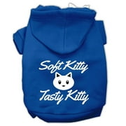Softy Kitty & Tasty Kitty Screen Print Dog Pet Hoodies, Blue - 2XL 18