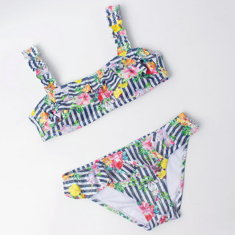 Jikolililili Girls Swimsuit Two Pieces Bikini Set Ruffle Bathing Suits  Flounced Tankini Swimwear