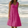 thumbnail image 4 of Lenago Women's Plus Size Summer Dresses Fashion Holiday Summer Solid Color Sleeveless Party Beach Dress, 4 of 6