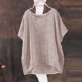 thumbnail image 2 of GZWYHT Linen Tops For Women，Tunic Tops Short Sleeve Shirts for Women Cotton Blouses for Women Tunic Shirts for Women Cotton Tops for Women Summer Vacation Top Brown 2XL, 2 of 8
