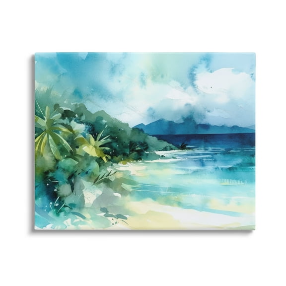 Stupell Industries Abstract Tropical Landscape Landscape Painting Gallery Wrapped Canvas Art Print Wall Art, 20 x 16