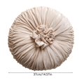 thumbnail image 2 of Round Velvet Throw Pillow, Ruched Decorative Cushion, Pleated Rosette Accent Pillow With Soft Filled Center, Sofa Bed Chair Window Seat Home Decoration Cushion, 2 of 4