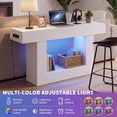 thumbnail image 3 of 55” Entryway Table with Charging Station & LED Light, Narrow Sofa Table for Hallway Living Room, Modern Farmhouse Console Table with Storage Shelf, White, 3 of 7