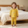 thumbnail image 2 of masbird Toddler Girls Boys Pajamas Cotton Kids Cute Graphic 2 Piece Cute Graphic Pjs Fall Winter Sleepwear Clothes Sets 6-24 Months 2t 3t 4t 5t 6t 7t 8t 9t Children(Yellow,1-2 Y), 2 of 9