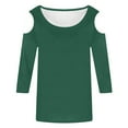 thumbnail image 5 of Women Summer Tops Ladies' Casual Fit V Neck Summer Fashion Off Shoulder Comfortable Quarter Sleeve Top T Shirt Color Top plus Size Shirt for Women 5x Stylish Teen Long Silk Work Shirts Scrub Army, 5 of 5