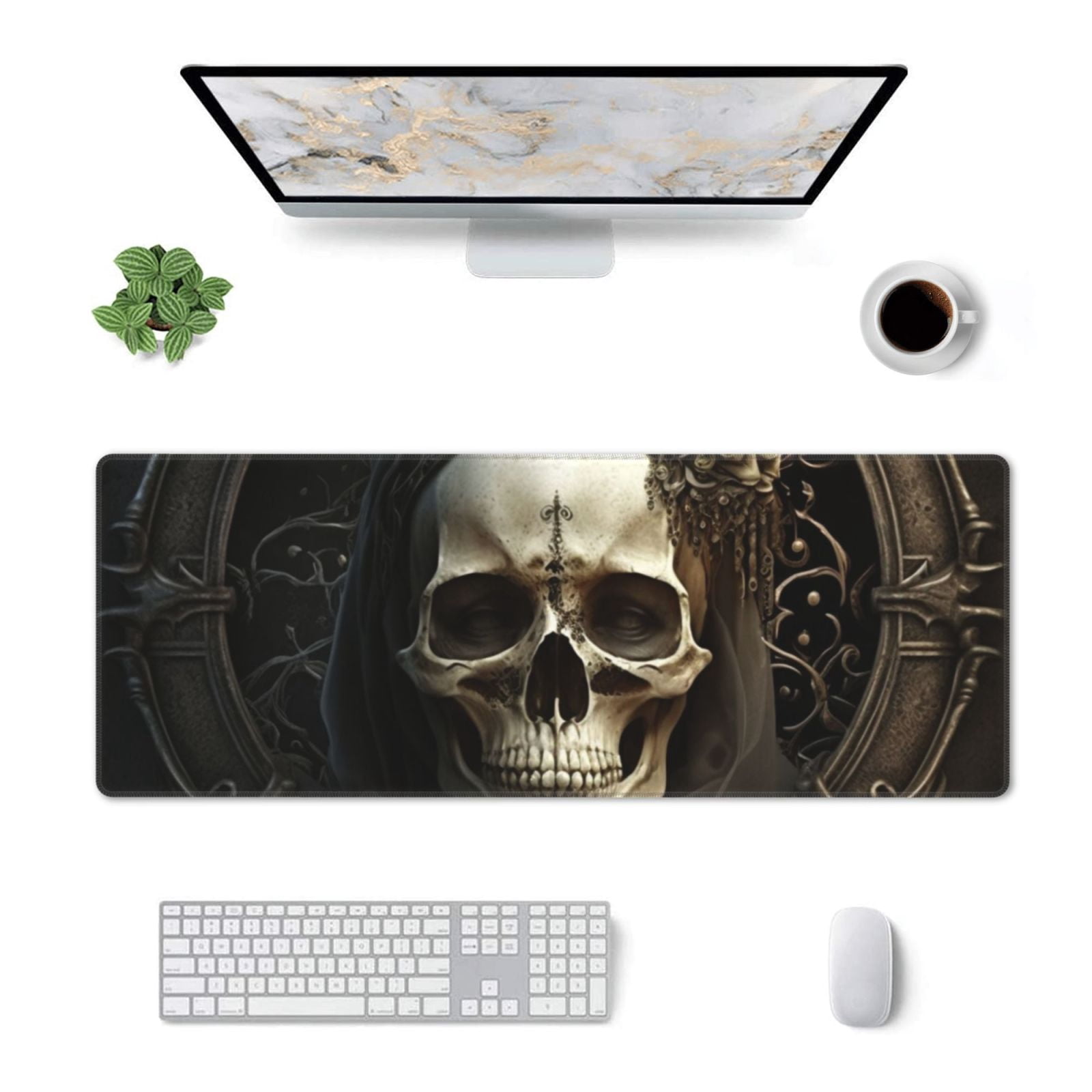 Gothic Witchy Skull Black Mouse Pad Extended Large Gaming Mousepad Non-Slip Rubber Big Keyboard Desk Mat 31.5 X 11.8 Inch