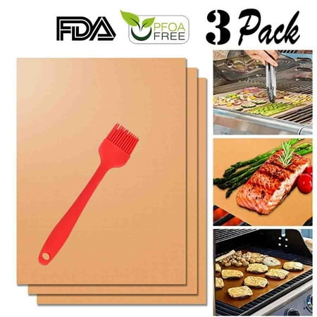 - Copper Grill Mats (Set of 3) Non-Stick BBQ Baking Mat for Gas, Charcoal, Electric Grill Sheet - Extended Warranty