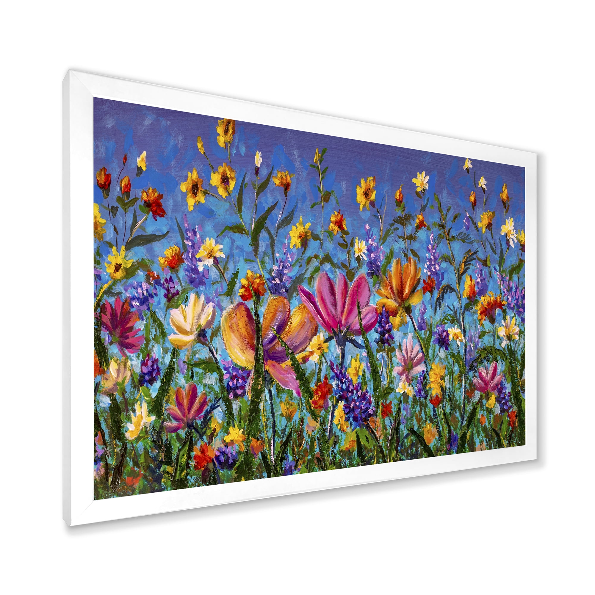 Designart 'Wildflowers and Daisies In Summer Garden Field I' Traditional Framed Art Print