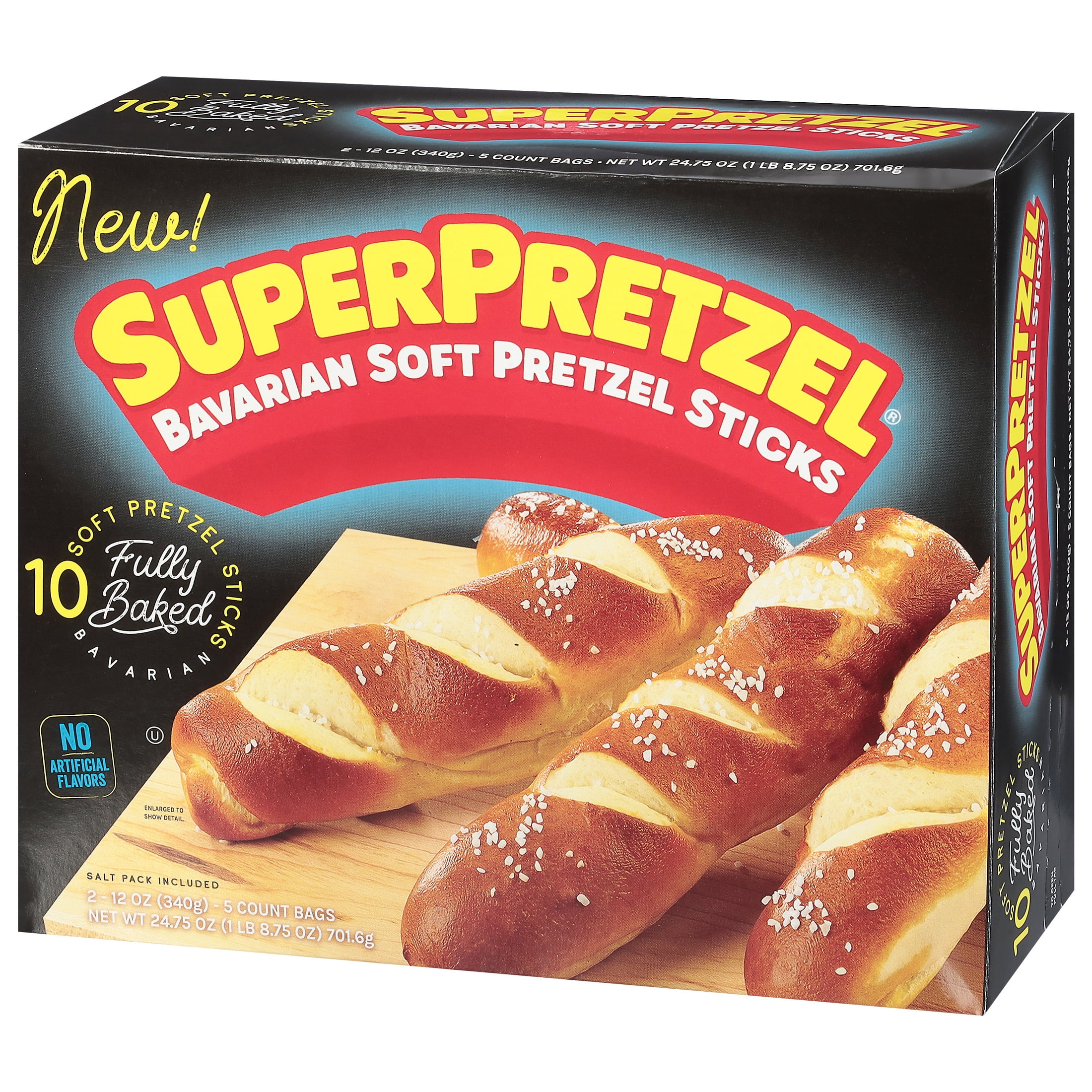 SUPERPRETZEL Bavarian Soft Pretzel Sticks, 24 oz, 10 Count (Frozen)