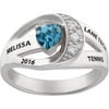 Order Now for 2025 Graduation, Freestyle Women's Sterling Silver Heart Birthstone Fashion Class Ring with CZ accents, High School or College