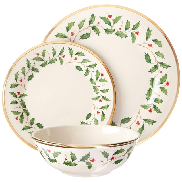 Set Set Set Set Lenox Holiday, 3 piezas, navideñas, rojo y verde