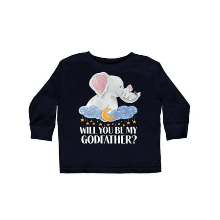 

Inktastic Will You Be My Godfather Elephants Moon and Stars Gift Toddler Boy or Toddler Girl Long Sleeve T-Shirt