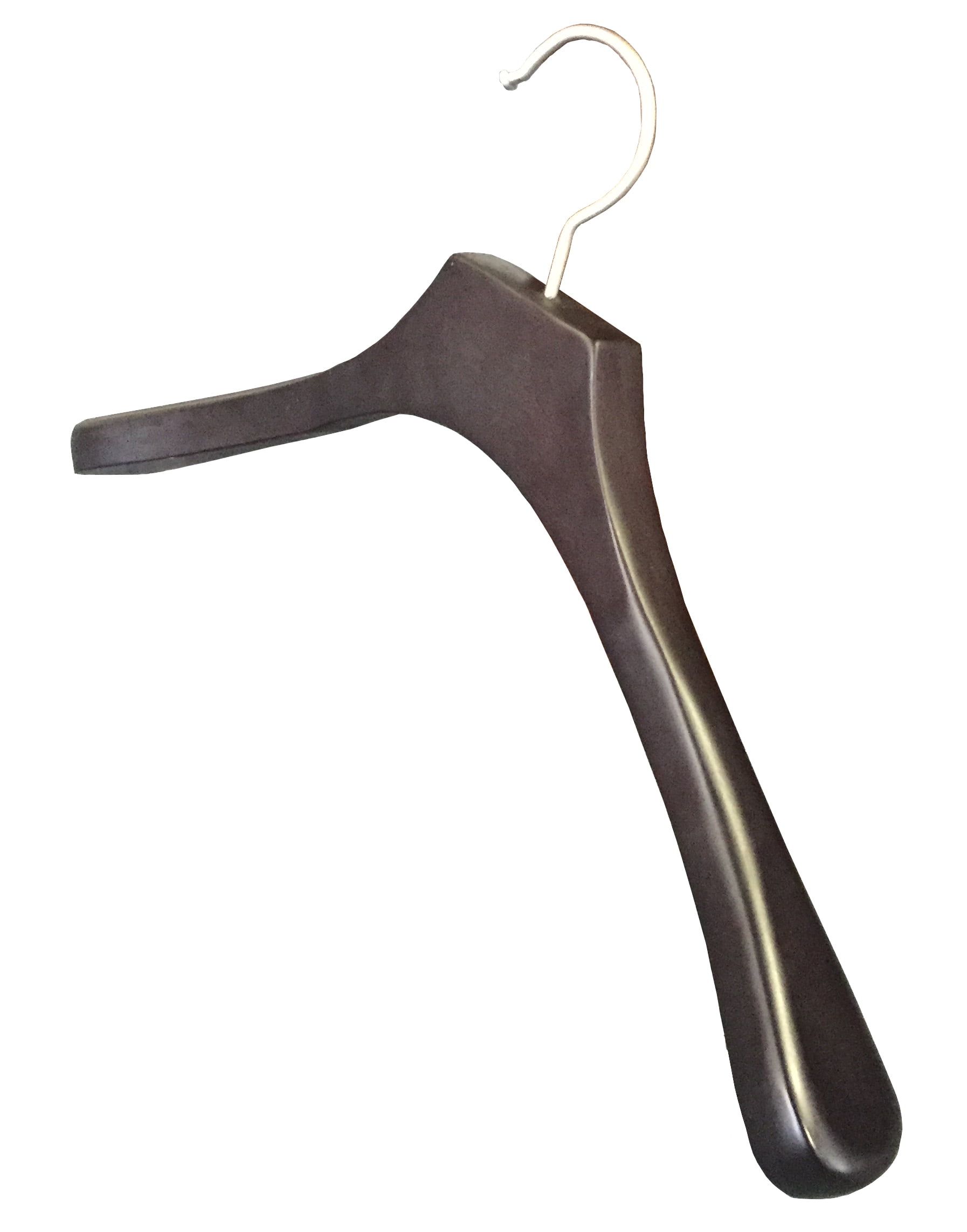 Deluxe Wooden Coat Hanger, Espresso Finish w/ Brushed Chrome Swivel Hook, Box of 12 Large Wood Jacket & Suit Top Hangers 18 inches long by 2 inches wide by International Hanger