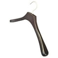 thumbnail image 3 of Deluxe Wooden Coat Hanger, Espresso Finish w/ Brushed Chrome Swivel Hook, Box of 24 Large Wood Jacket & Suit Top Hangers 18 inches long by 2 inches wide by International Hanger, 3 of 4