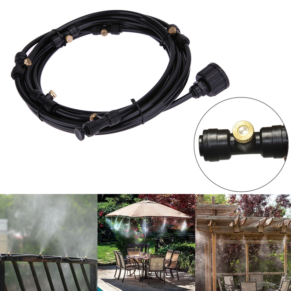 6M Outdoor Cool Patio Misting System Fan Cooler Water Mist Gardenhouse Spray 236 inch/19.6 ft