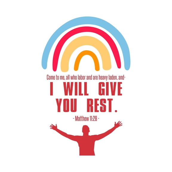 Come To Me, All Who Labor Matthew 11:28 Bible Verse Religious Quote Decal Wall Art Sticker Designs Vinyl Stickers For Home House Walls Rooms Windows Bedroom Decoration Size (28x28 inch)